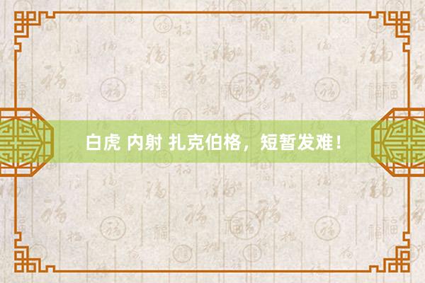 白虎 内射 扎克伯格，短暂发难！