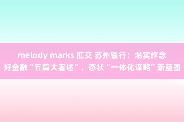 melody marks 肛交 苏州银行：塌实作念好金融“五篇大著述”，态状“一体化谋略”新蓝图