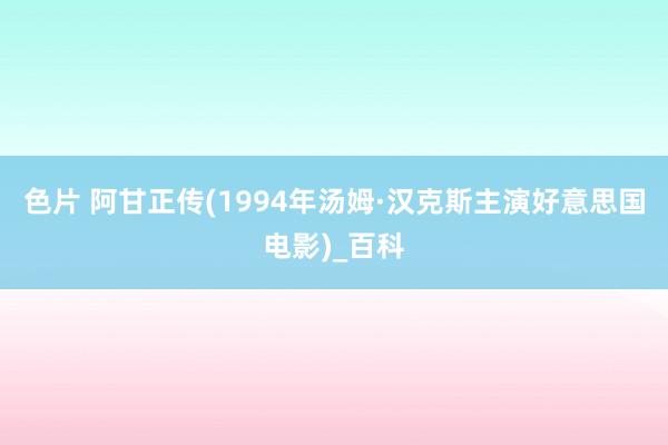 色片 阿甘正传(1994年汤姆·汉克斯主演好意思国电影)_百科