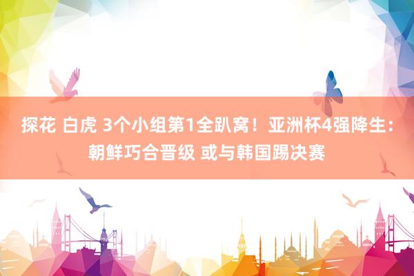 探花 白虎 3个小组第1全趴窝！亚洲杯4强降生：朝鲜巧合晋级 或与韩国踢决赛