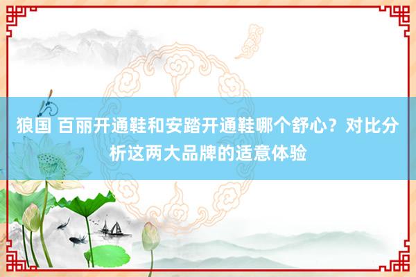 狼国 百丽开通鞋和安踏开通鞋哪个舒心？对比分析这两大品牌的适意体验