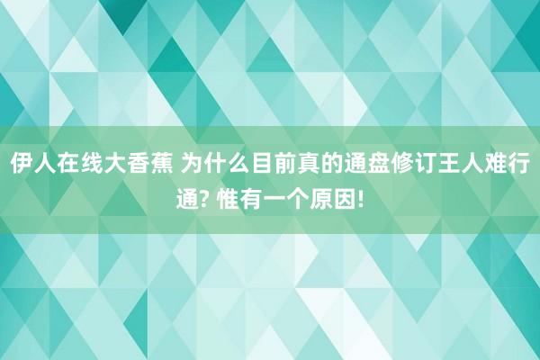 伊人在线大香蕉 为什么目前真的通盘修订王人难行通? 惟有一个原因!