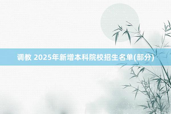 调教 2025年新增本科院校招生名单(部分)