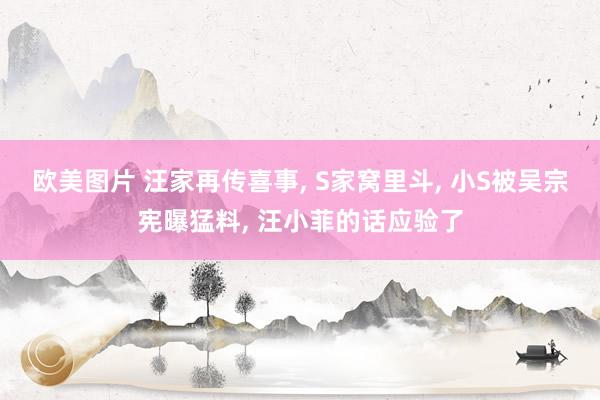 欧美图片 汪家再传喜事, S家窝里斗, 小S被吴宗宪曝猛料, 汪小菲的话应验了
